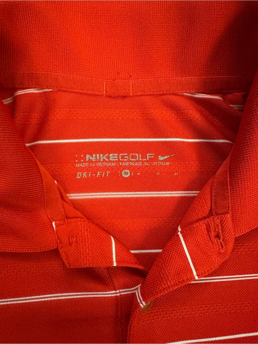 Nike Red Polo with Thin White Stripes Size Medium
